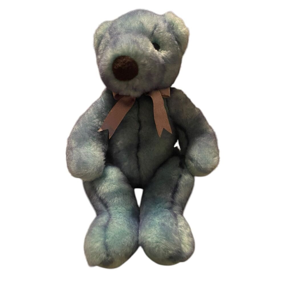 TY Blue Purple Beanie Buddies Classic Bluebeary Bear Stuffed Animal Plush 14"